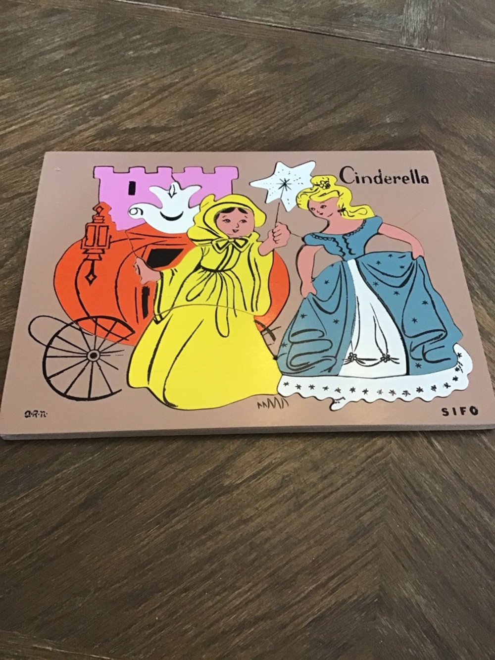 Vintage Sifo wooden inlaid puzzle Disney characters.